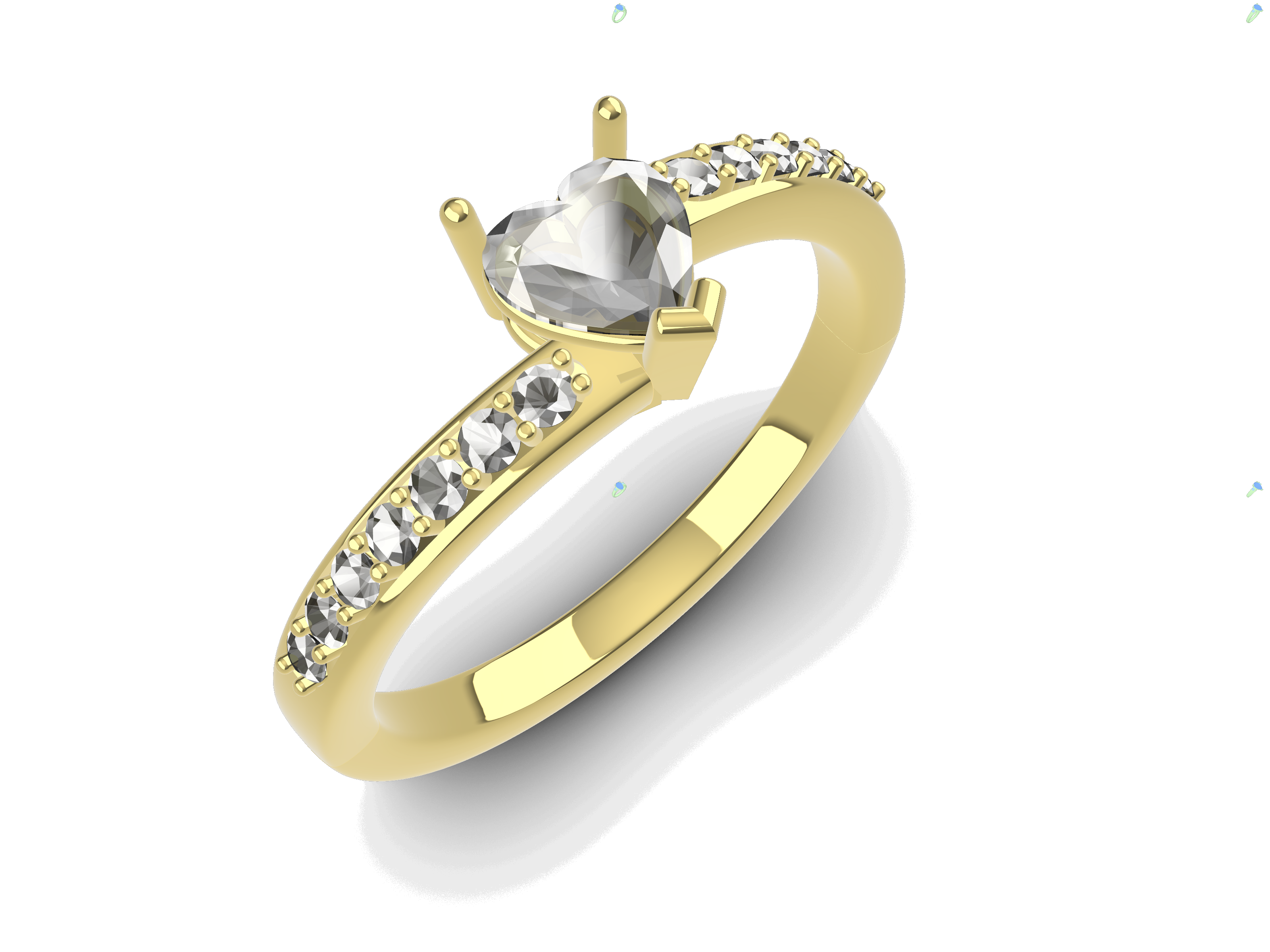 Elegante Anillo de Corazón con Diamantes en Oro – Diseño 3D STL