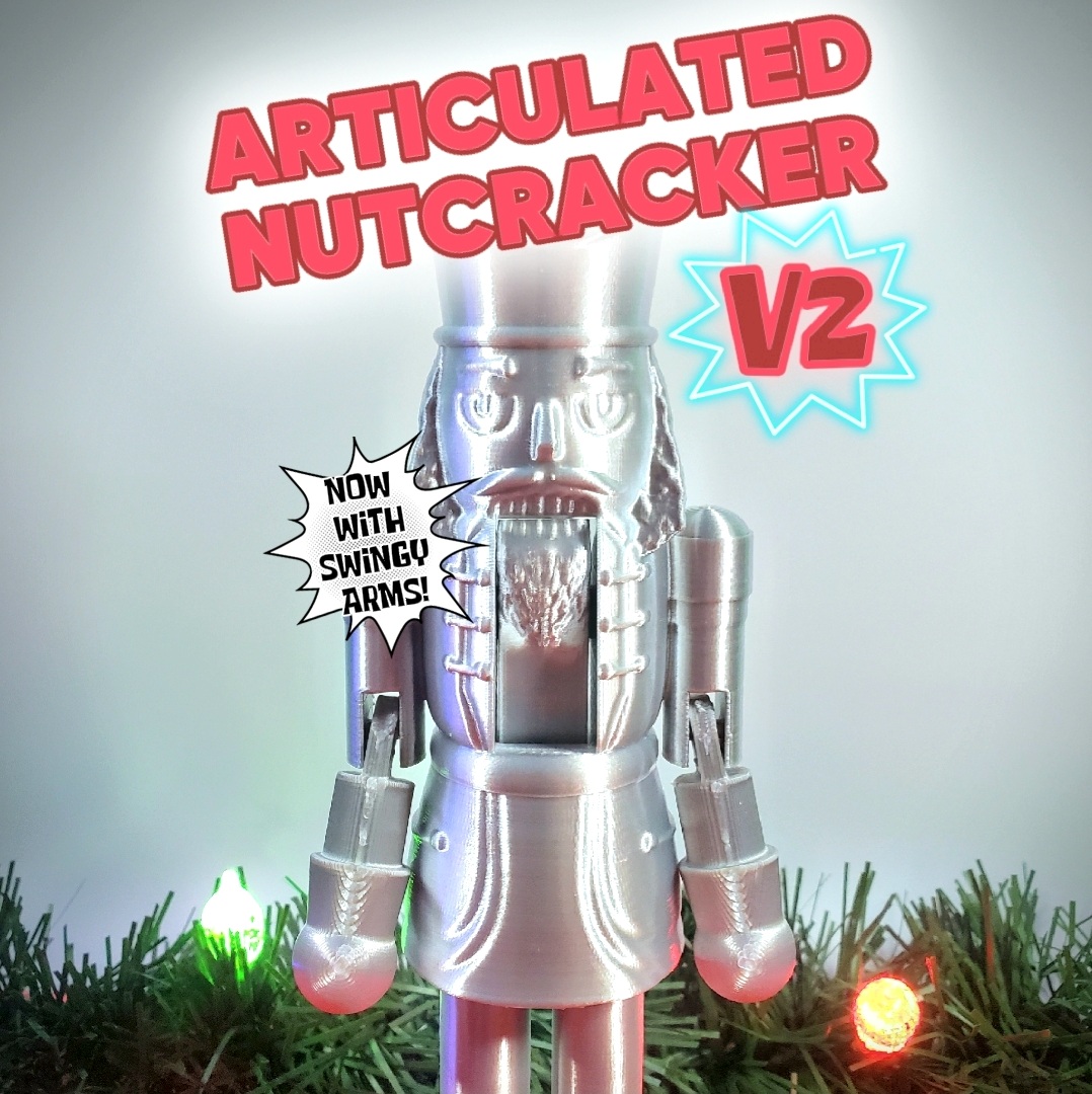 Articulated Nutcracker with Swinging Arms and Stand-Up Base :: Classic Christmas Toy