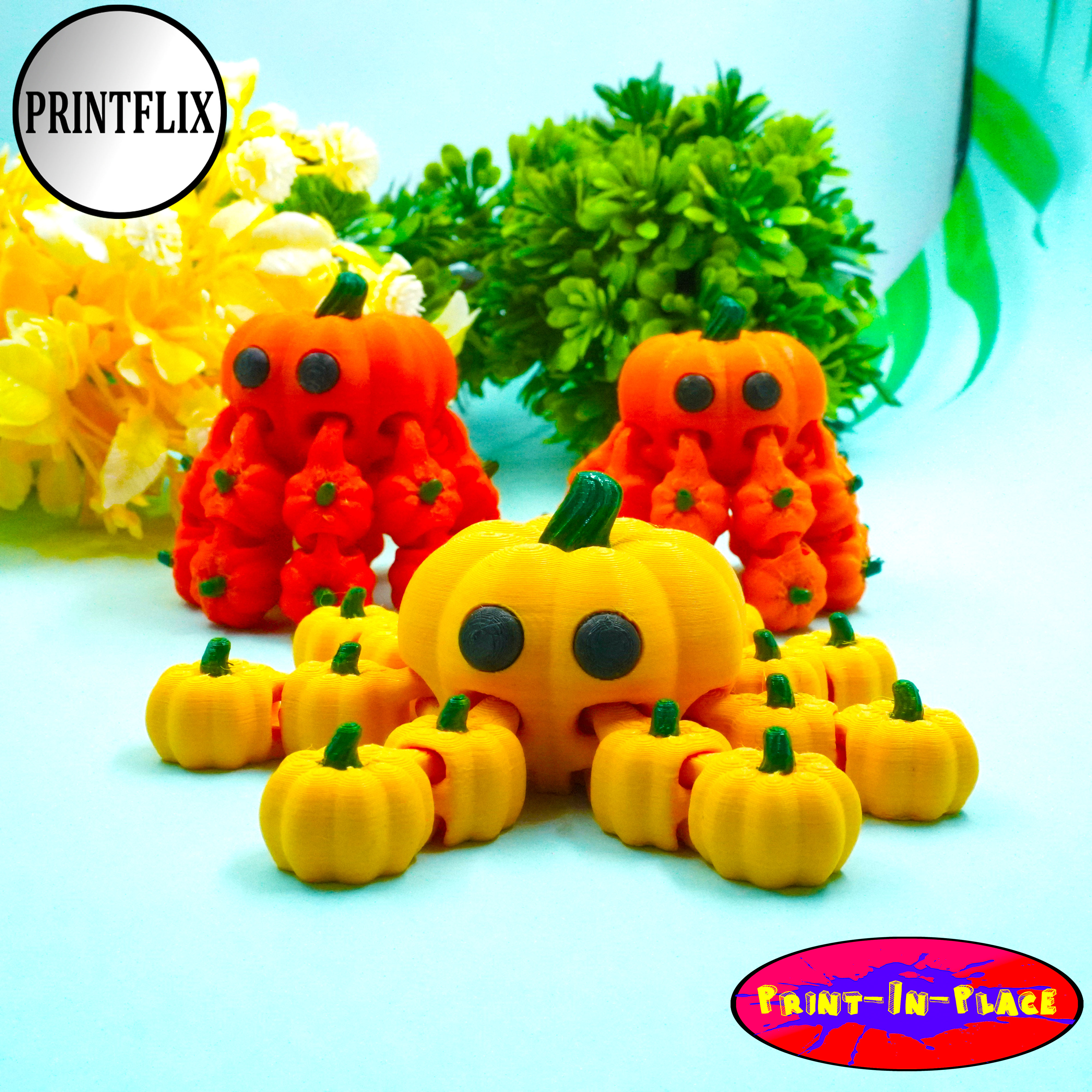 Tiny Halloween Pumpkin Octopus