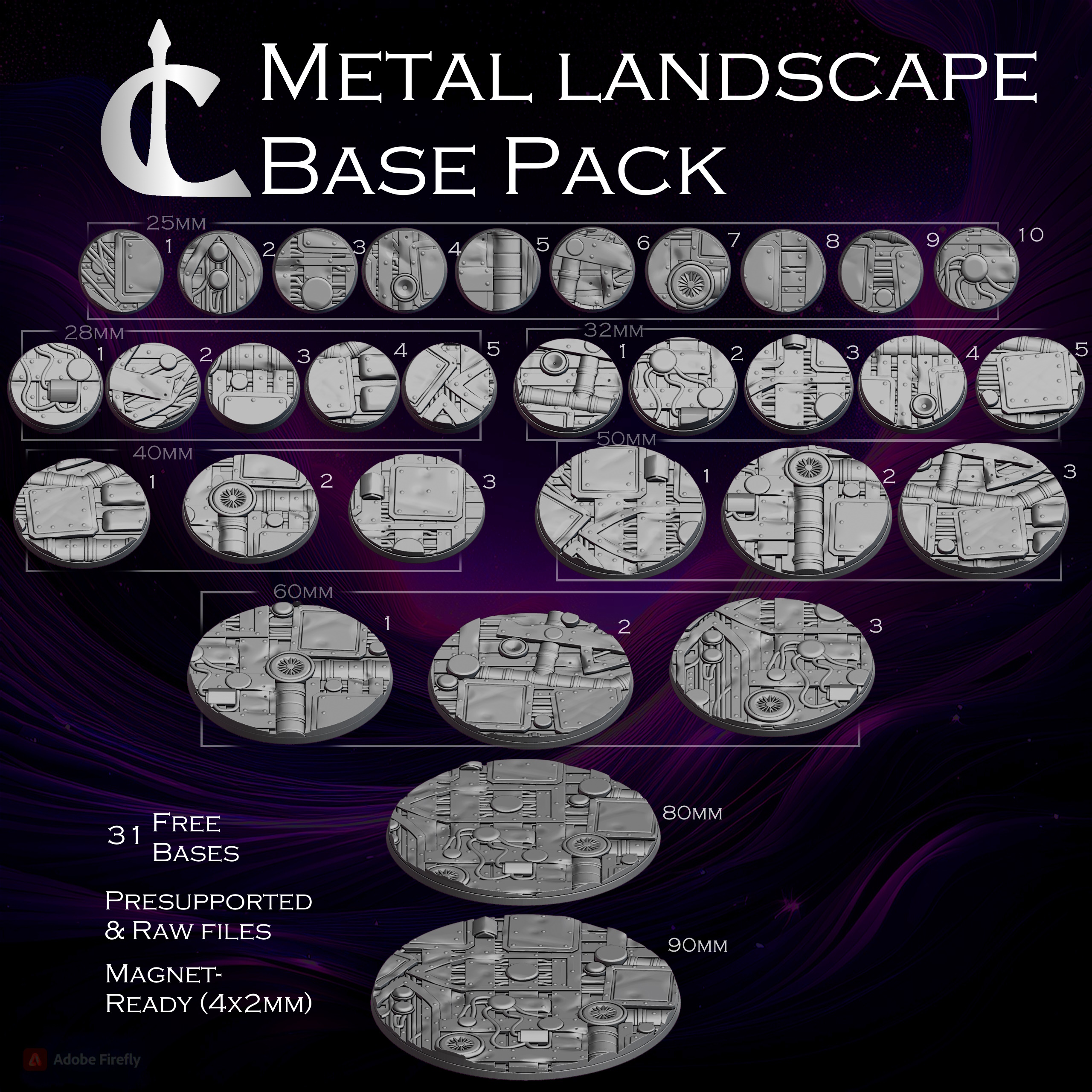 Free - Metal Landscape Base Pack(25mm-90mm) - Presupported