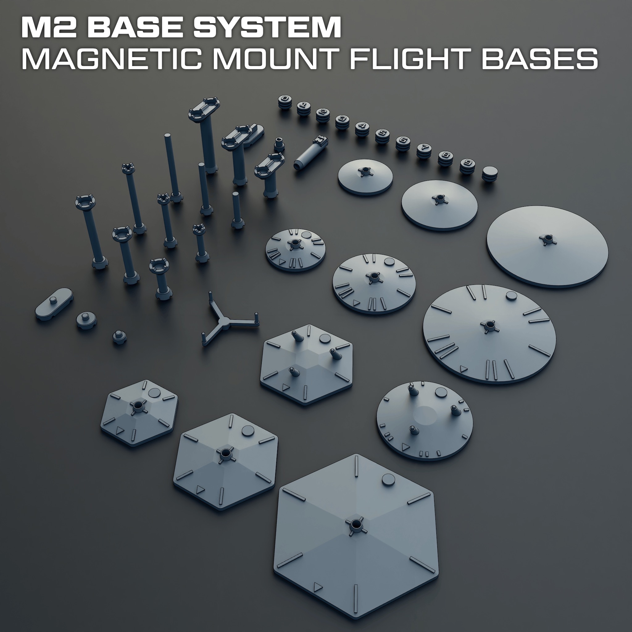 M2 Base System - Modular Flight Stands for Tabletop Combat