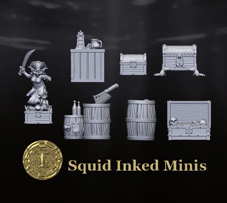 Pirate Treasure, Crates & Barrels w/ Bonus Goblin Ghost