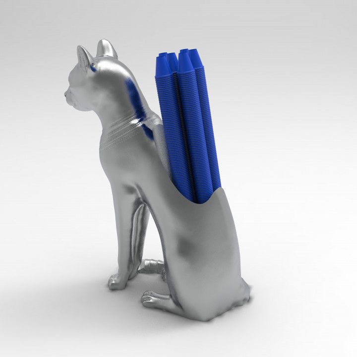 ? Bastet Guardian Pen Holder – Ancient Egyptian Cat Desk Organizer