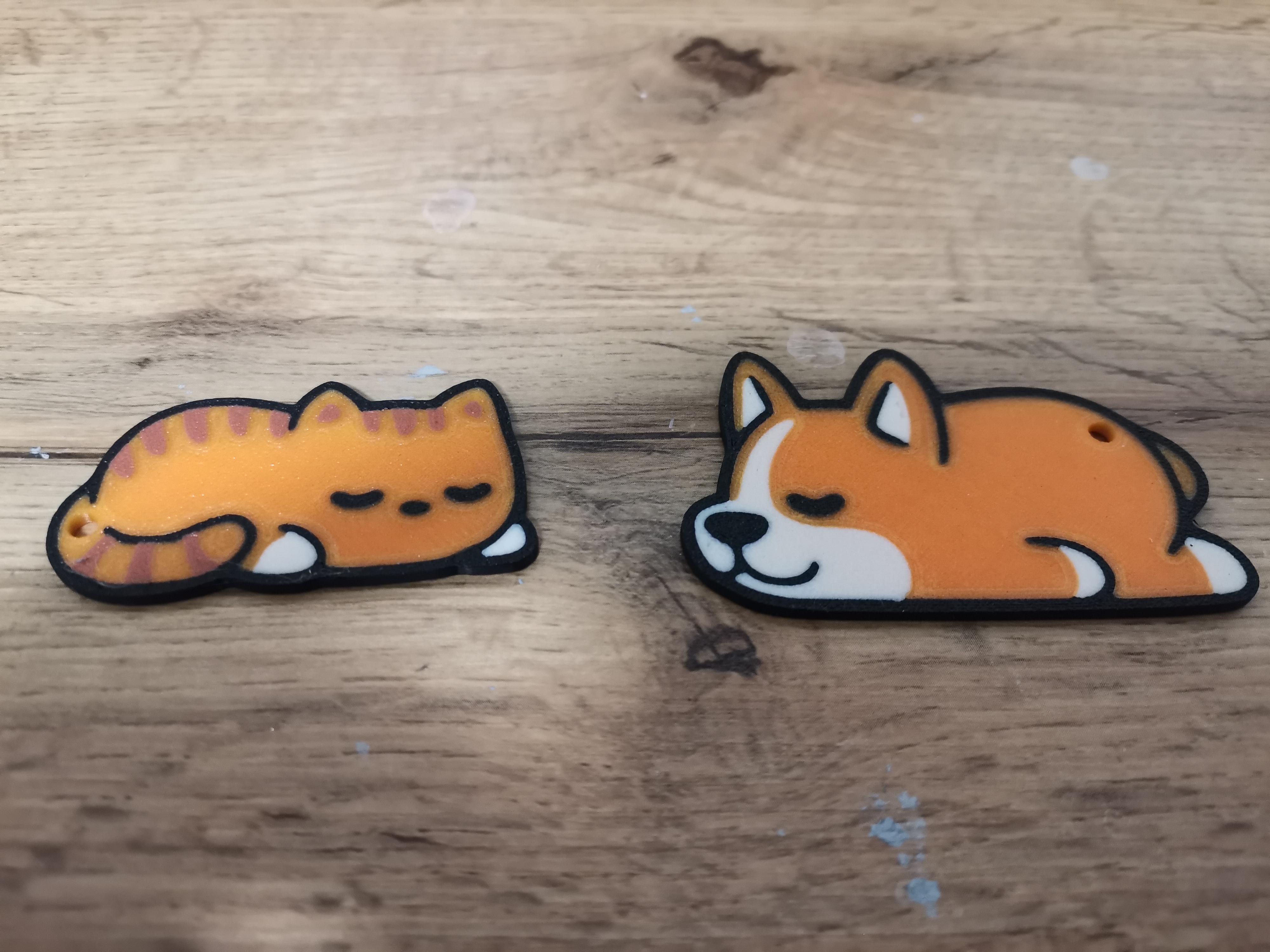 Cute dog and cat keychain