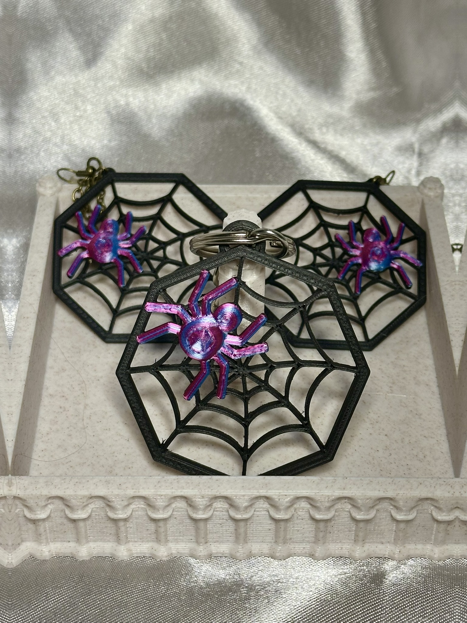 Spiderweb Keychain and Earrings