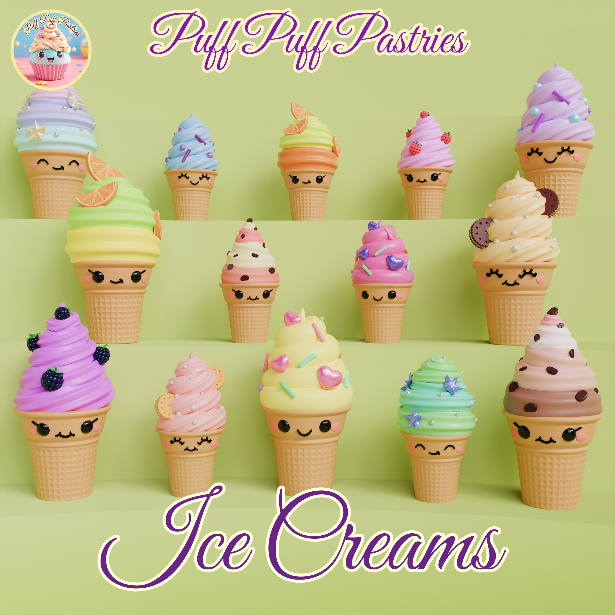 Kawaii Ice Creams Family