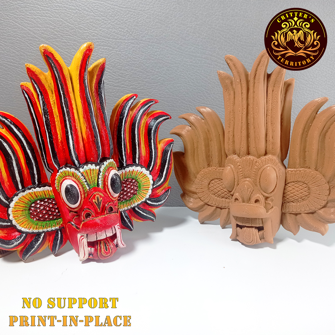 Sri Lankan Traditional Fire Devil Mask - Print in Place - No Support
