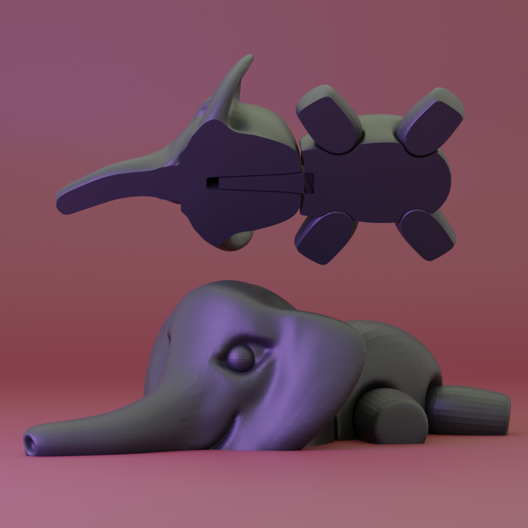free articulate elephant without support 3d model