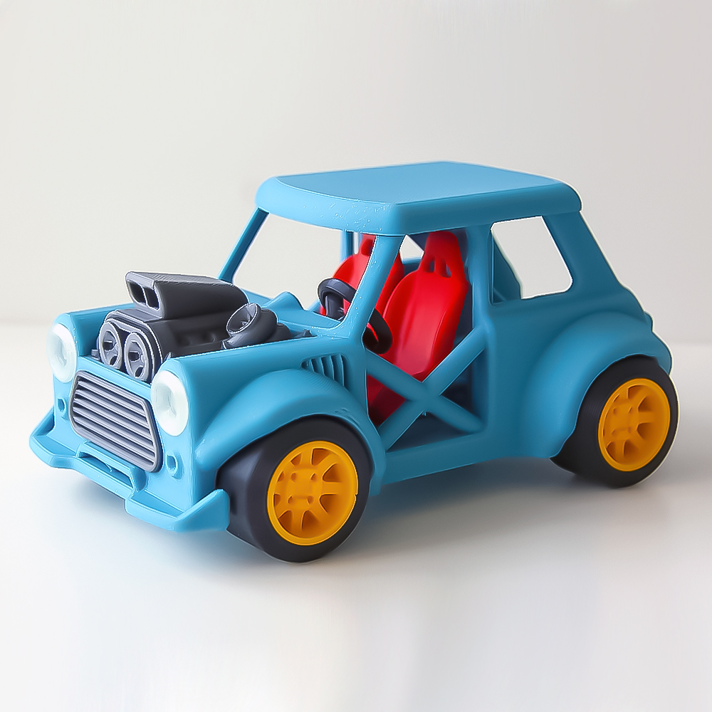 Austin Mini Cooper Twin Turbo in comics style