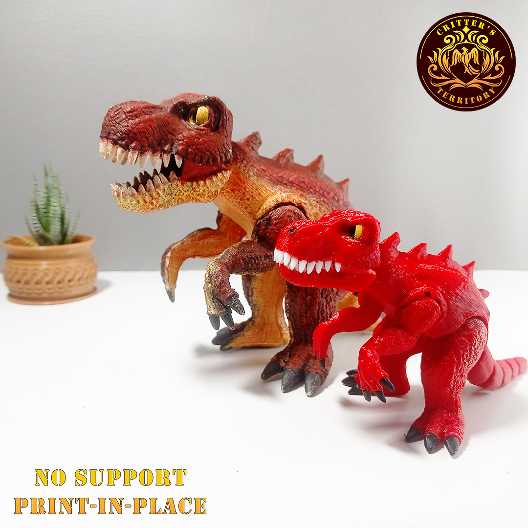 Flexi T-rex With Movable Jaw | Almost Print In Place | No Support