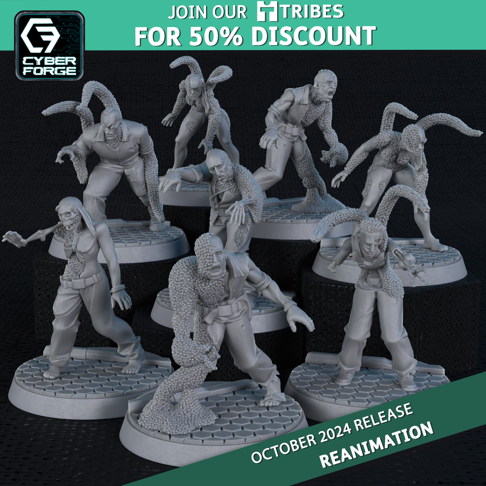 Nano Husks Zombies Unit - Reanimation- Cyber Forge Miniatures October 2024