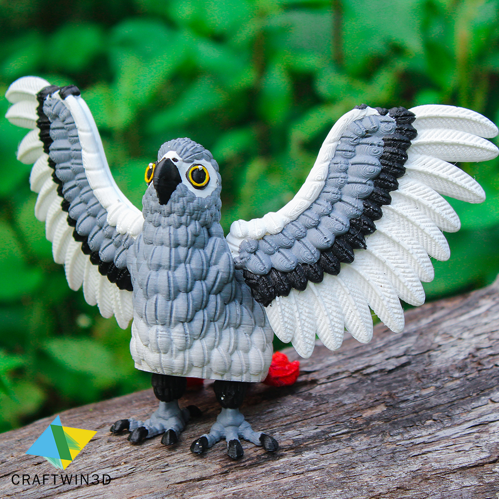 Print in place flexy African grey