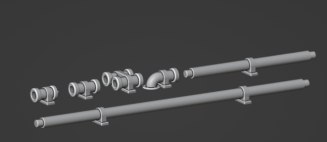 Science Fiction Wall Pipes One Set