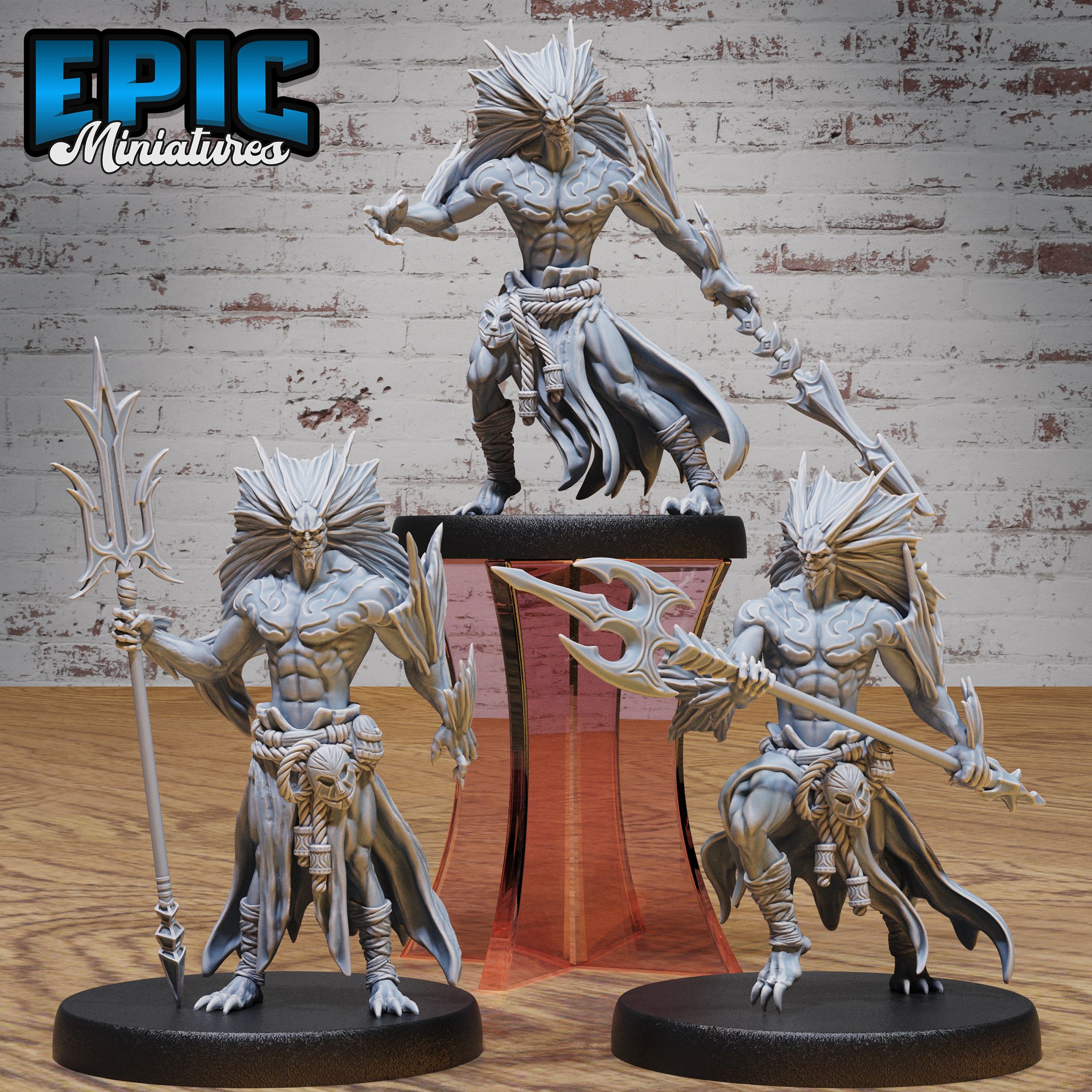 Atlantean Merfolk Set / Merman Warrior / Male Water Fighter / Underwater Lord Creature / Sea Guard Beast / Humanoid Fish Hybrid / Aqua Monster / Ocean Encounter