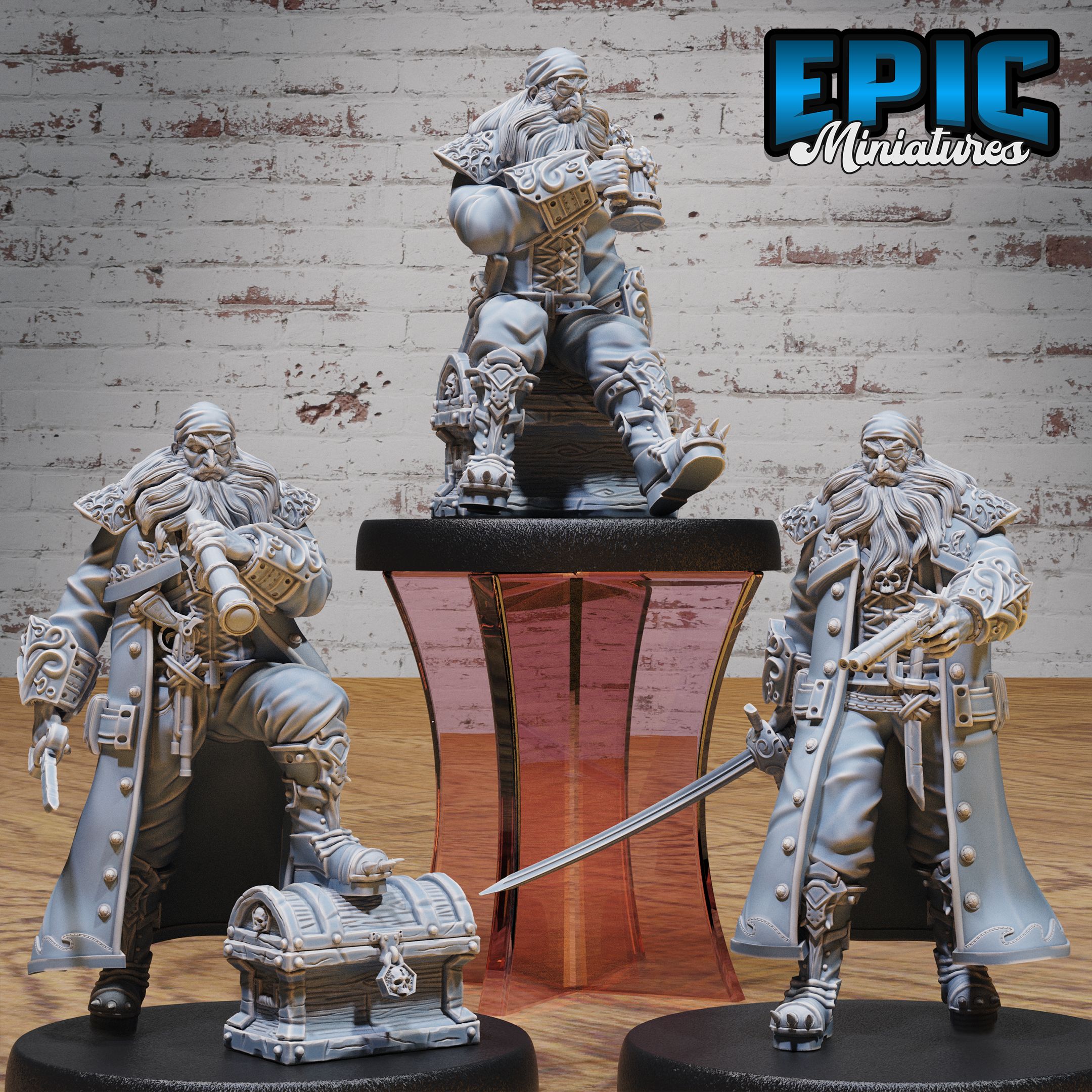 Pirate Captain Barbarossa Set / Pirate Crew / Cursed Corsair Commander / Male Water Bandit / Ship Master / Sea Human / Underwater Fighter / Brave Warrior / Ocean Encounter