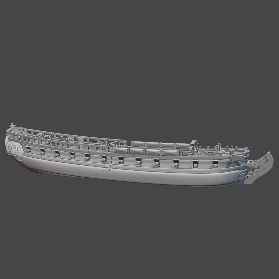 GB French-built East Indiaman & 6th rate HMS Albemarle (28 guns), 1779-1793 & Blender Exporter, AOA-GB-45