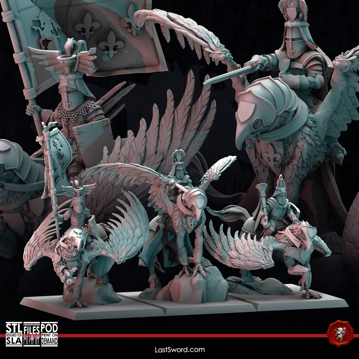 Neverra Knights on Hippogriff | Pre-Supported | 30mm Fantasy