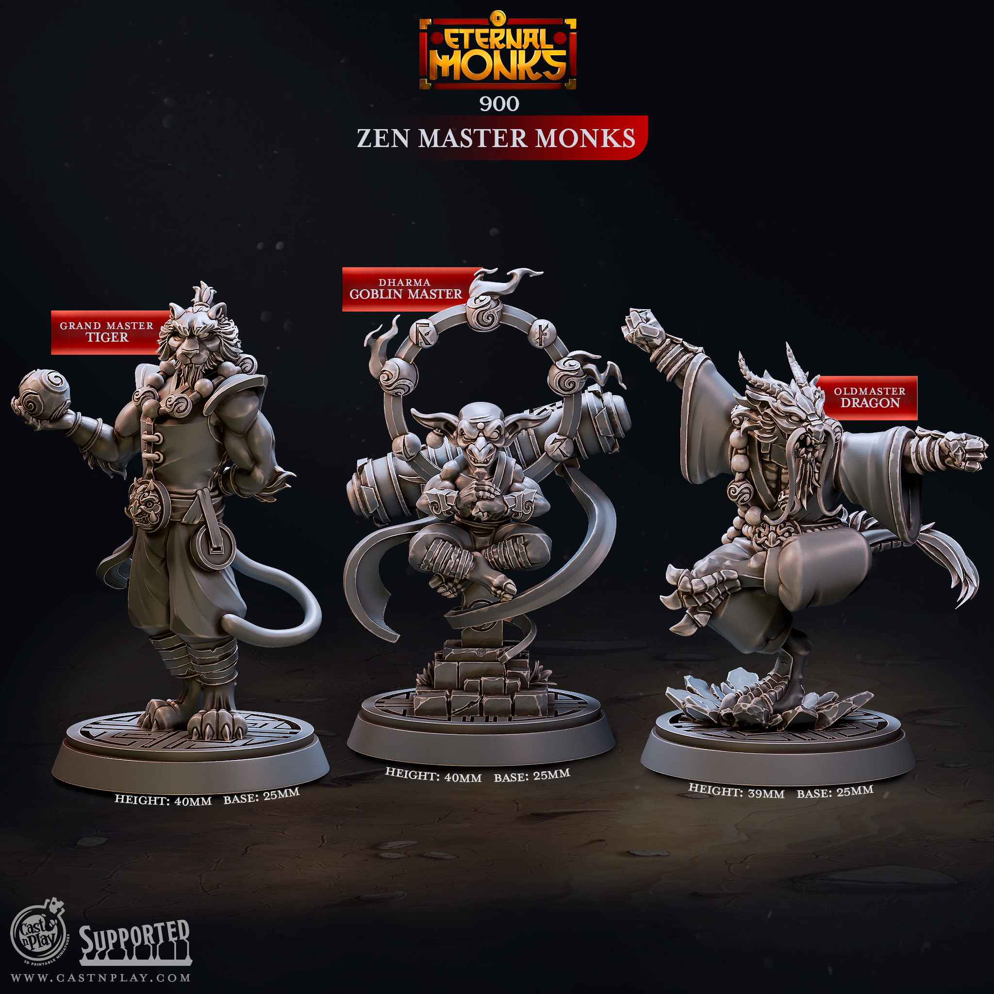 Zen Master Monks (Pre-Supported) | Cast n Play