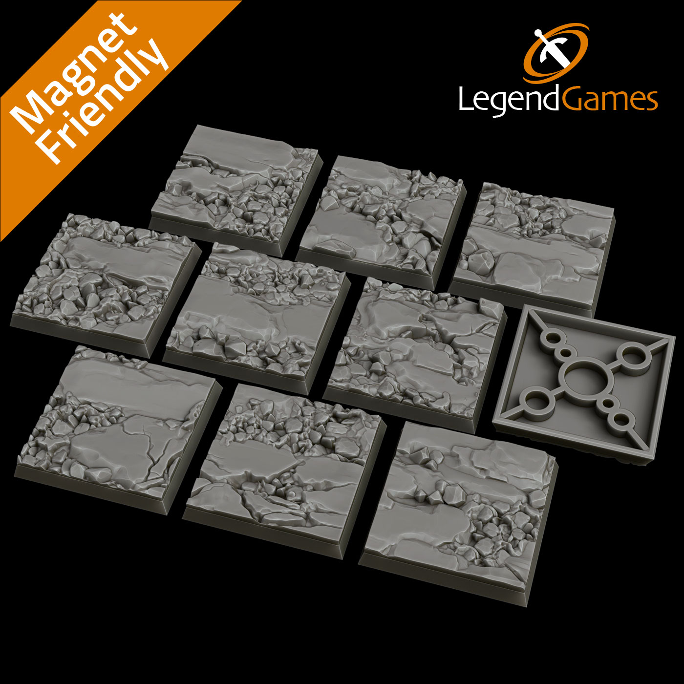LegendGames 40mm Square Natural Stone Bases