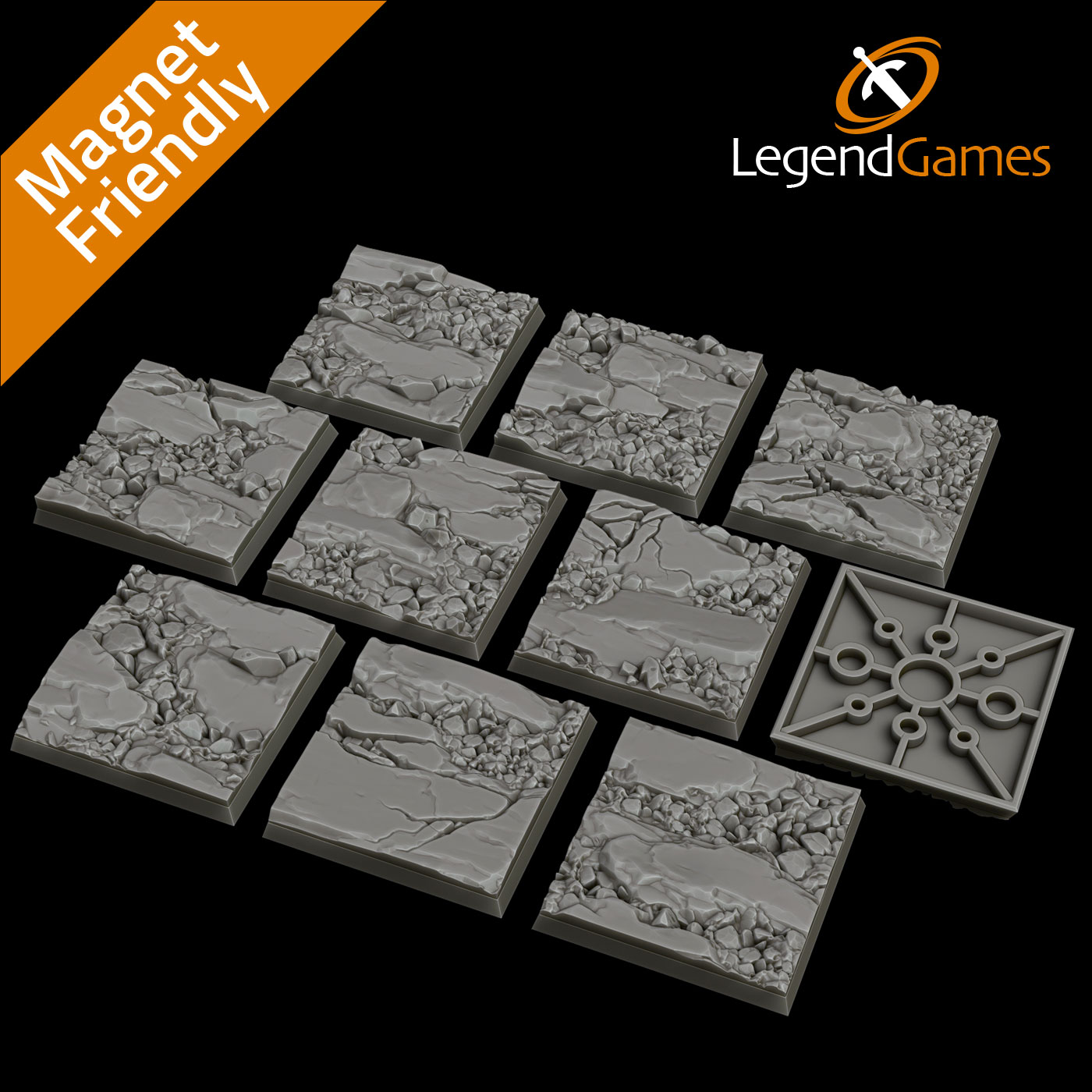 LegendGames 50mm Square Natural Stone Bases