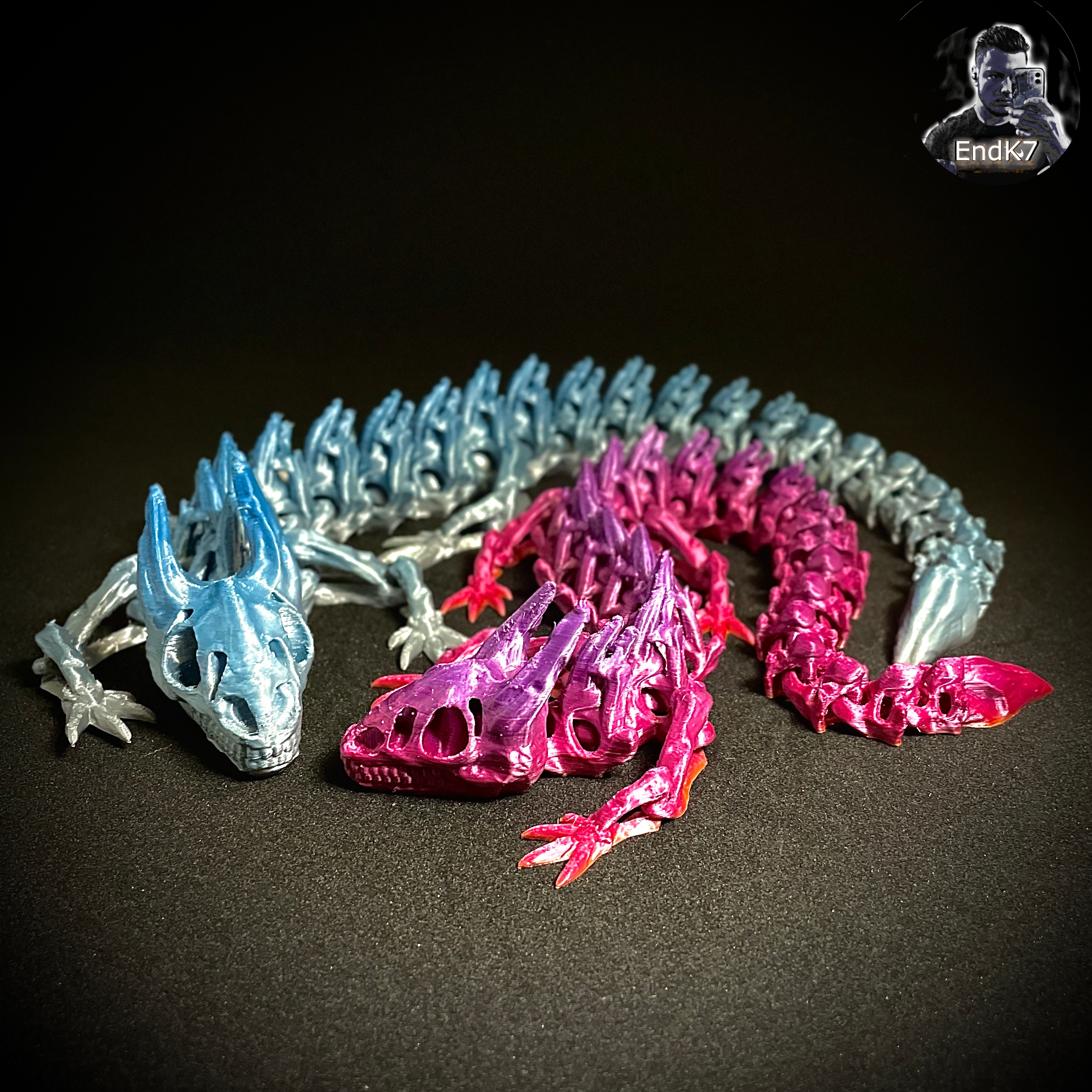 Skeleton Dragon - Articulated - Print in Place - No Supports - Flexi - Multicolor
