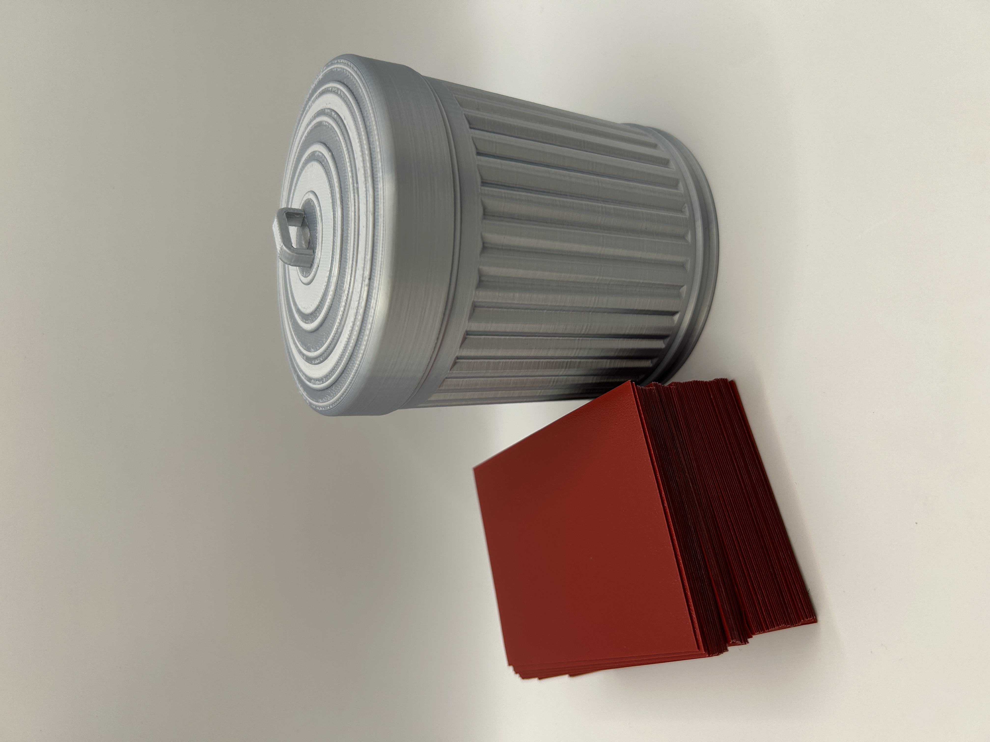 The Metallic Trash Can Deck Box - Magic the Gathering, EDH Commander, Pokémon, 3D Printed Threaded Deck Box