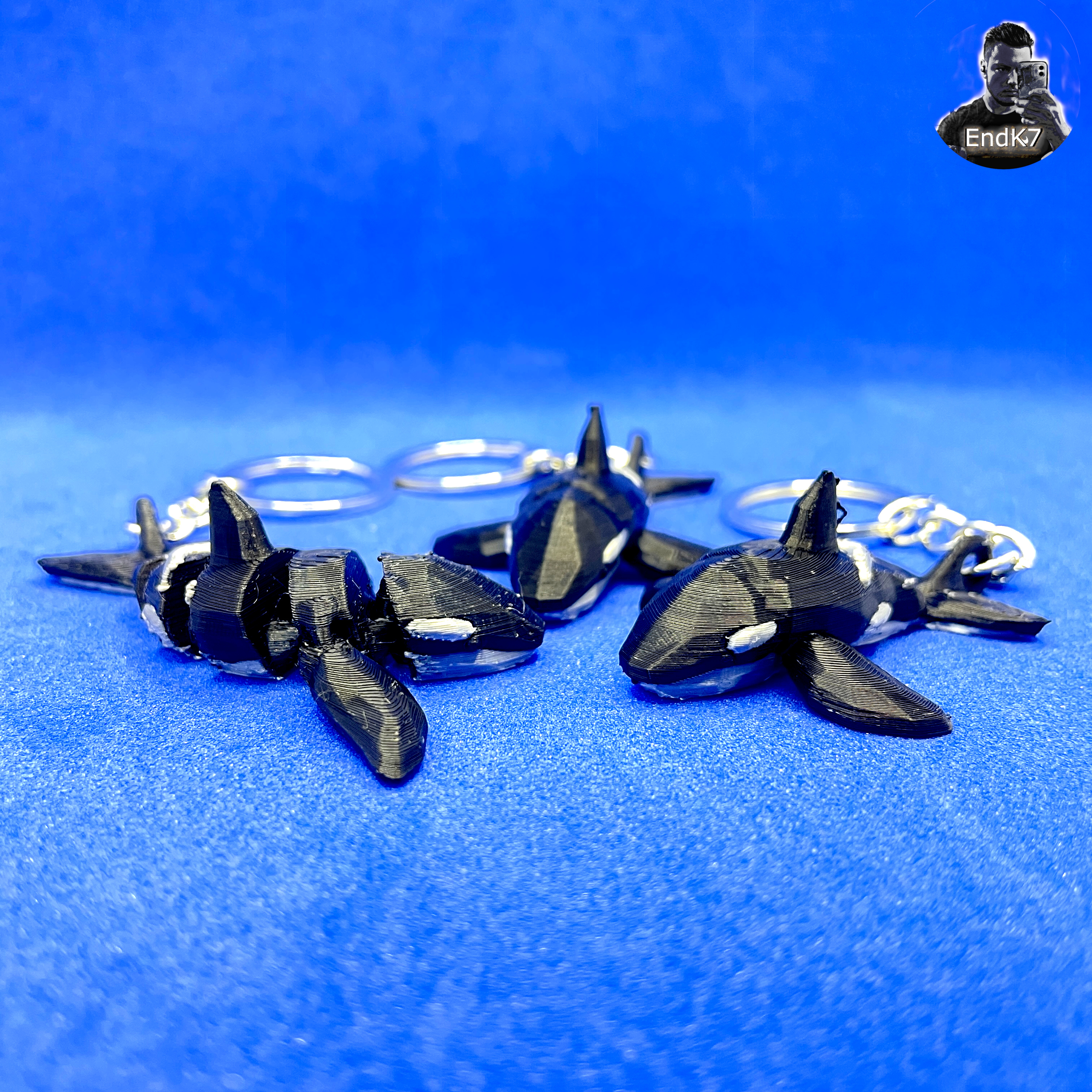 Low Poly Orca Whale Keychains 3 Models - Articulated - No Supports - Print in Place