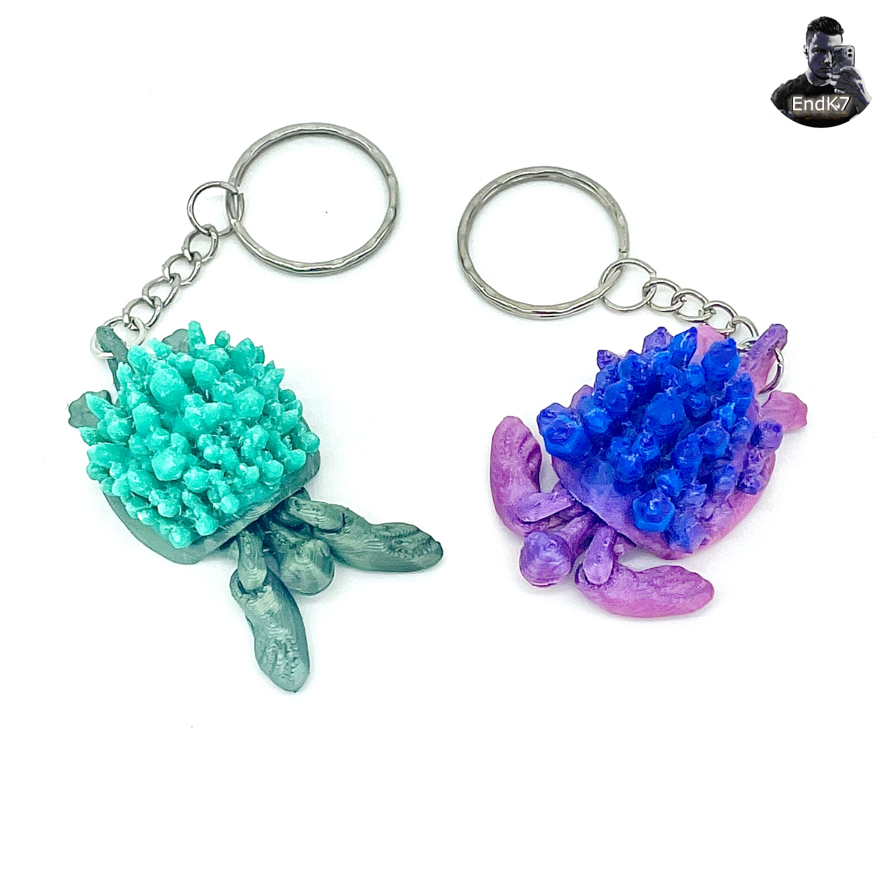 Crystal Turtle Keychain - Flexi Fin - Articulated - Print in place - No supports