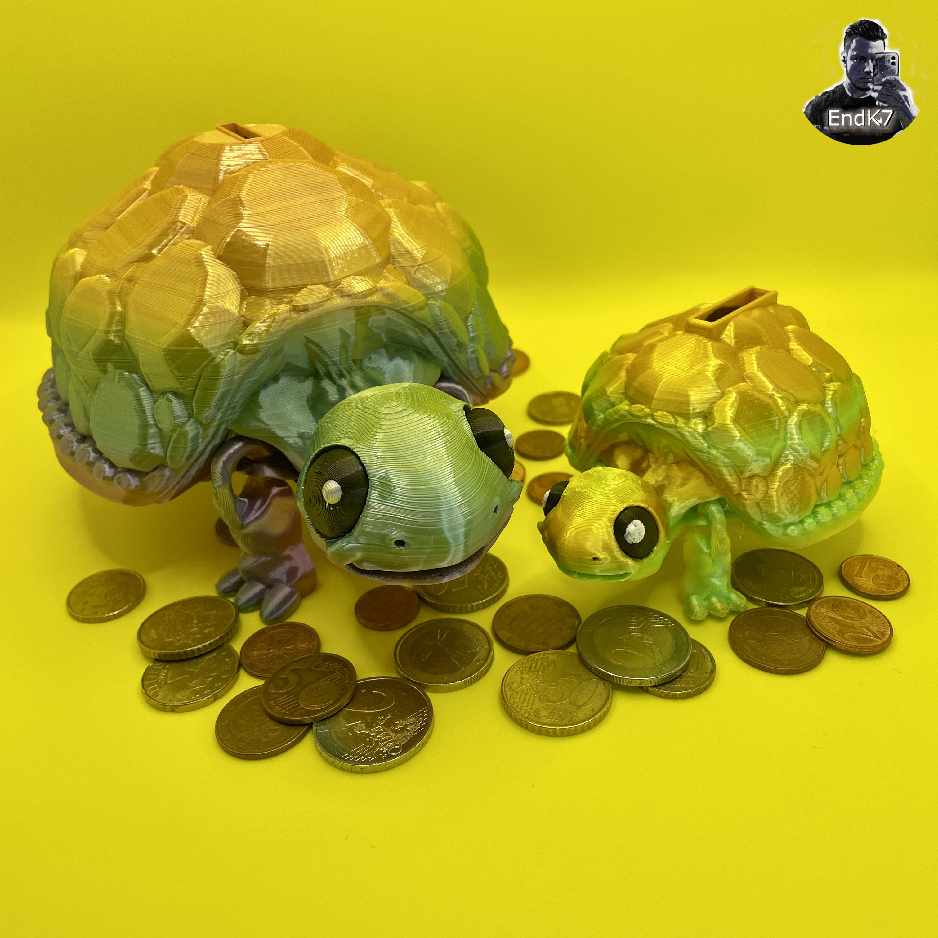 Cute Turtle Piggy Bank - Money Box - No Supports - Flexi - almost Print in Place
