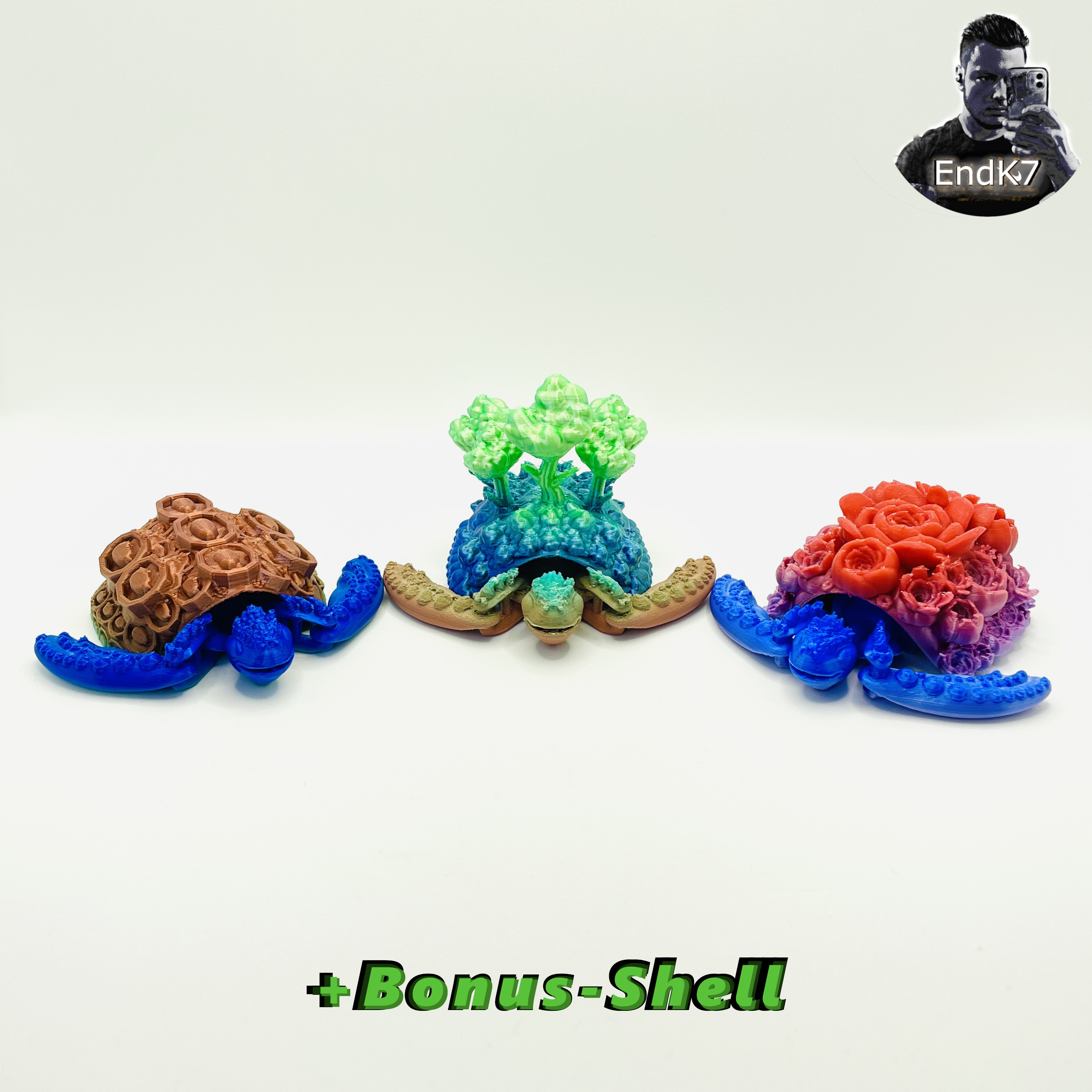 Cute Articulated Turtles #2 - Three Models - Swappable Shell - Print in Place - No Supports