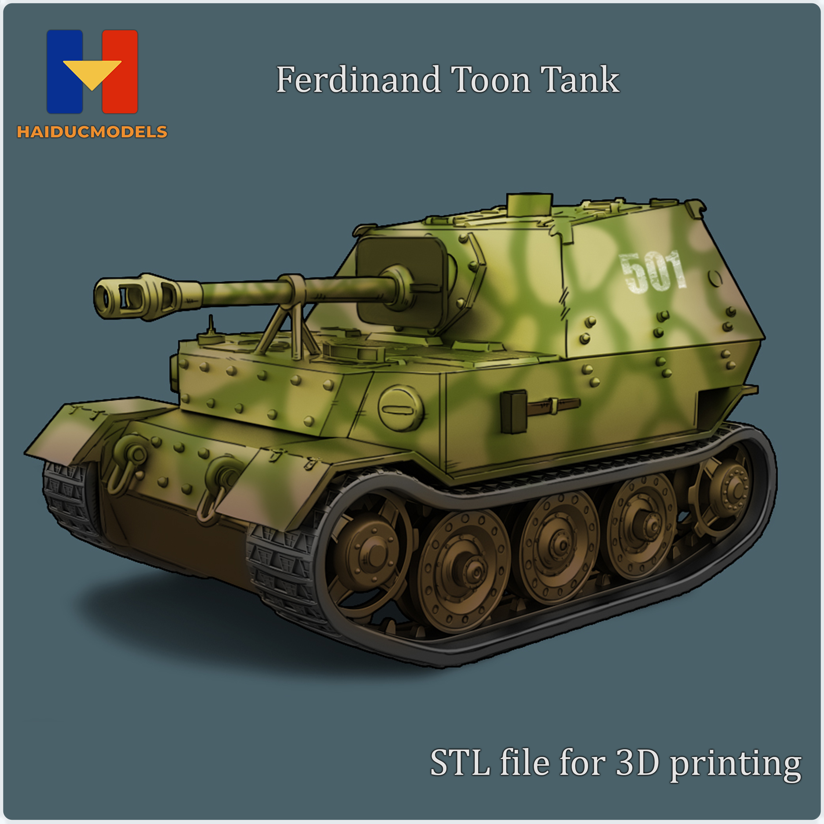 Ferdinand Toon Tank 3D print model STL