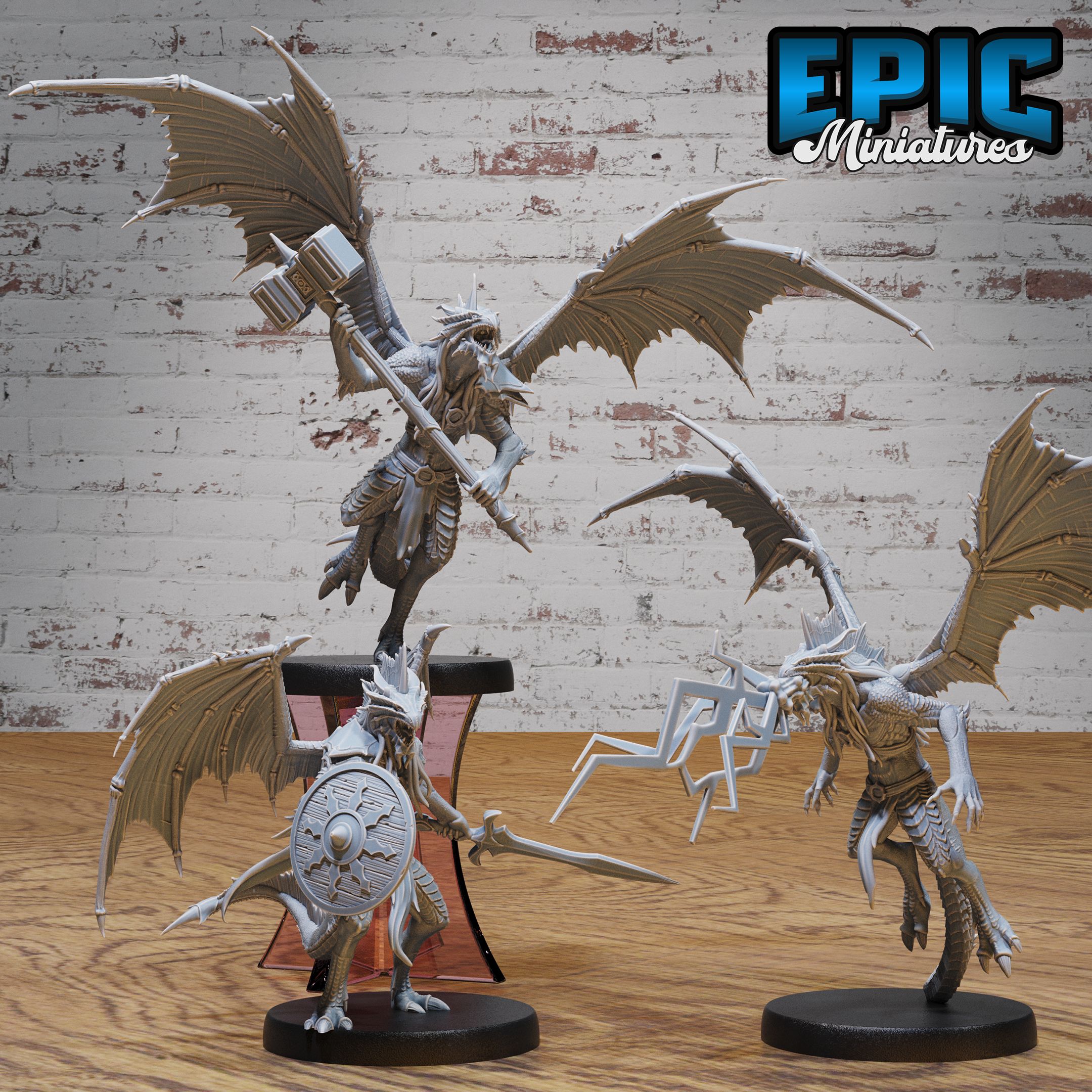 Draconic Demon Bronze Set / Winged Fire Lord / Dragonborn Beast / Hell Spawn / Fyling Evil Warrior / Reptile Monster / Drake Creature Fighter / Devil Leader / Dragon Army Encounter