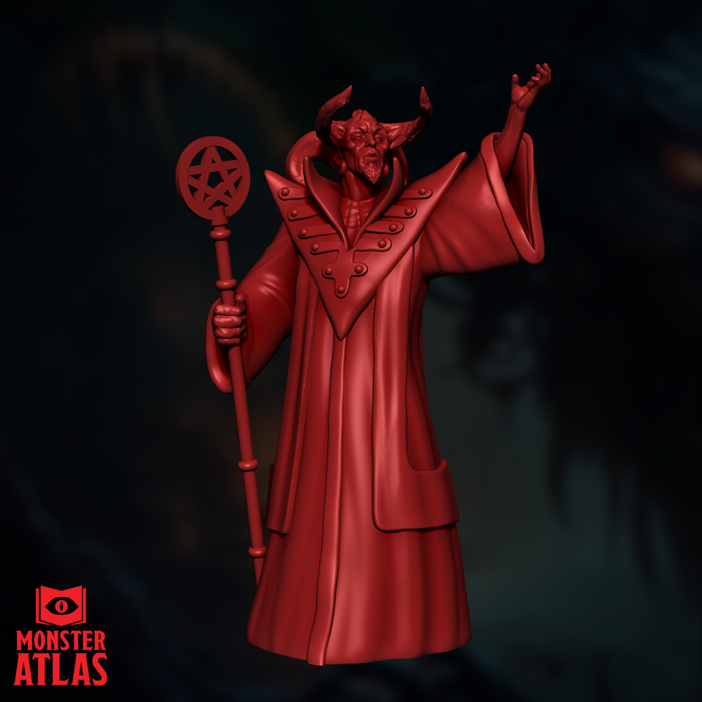 Archdevil Overlord | Infernal Throne King | Ruby Scepter Devil Lord | DnD 5e STL Miniature | 32mm Resin