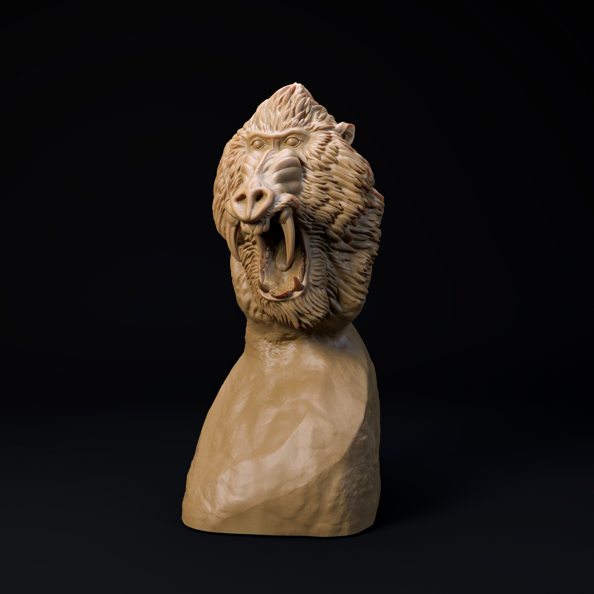 Mandrill bust - pre supported