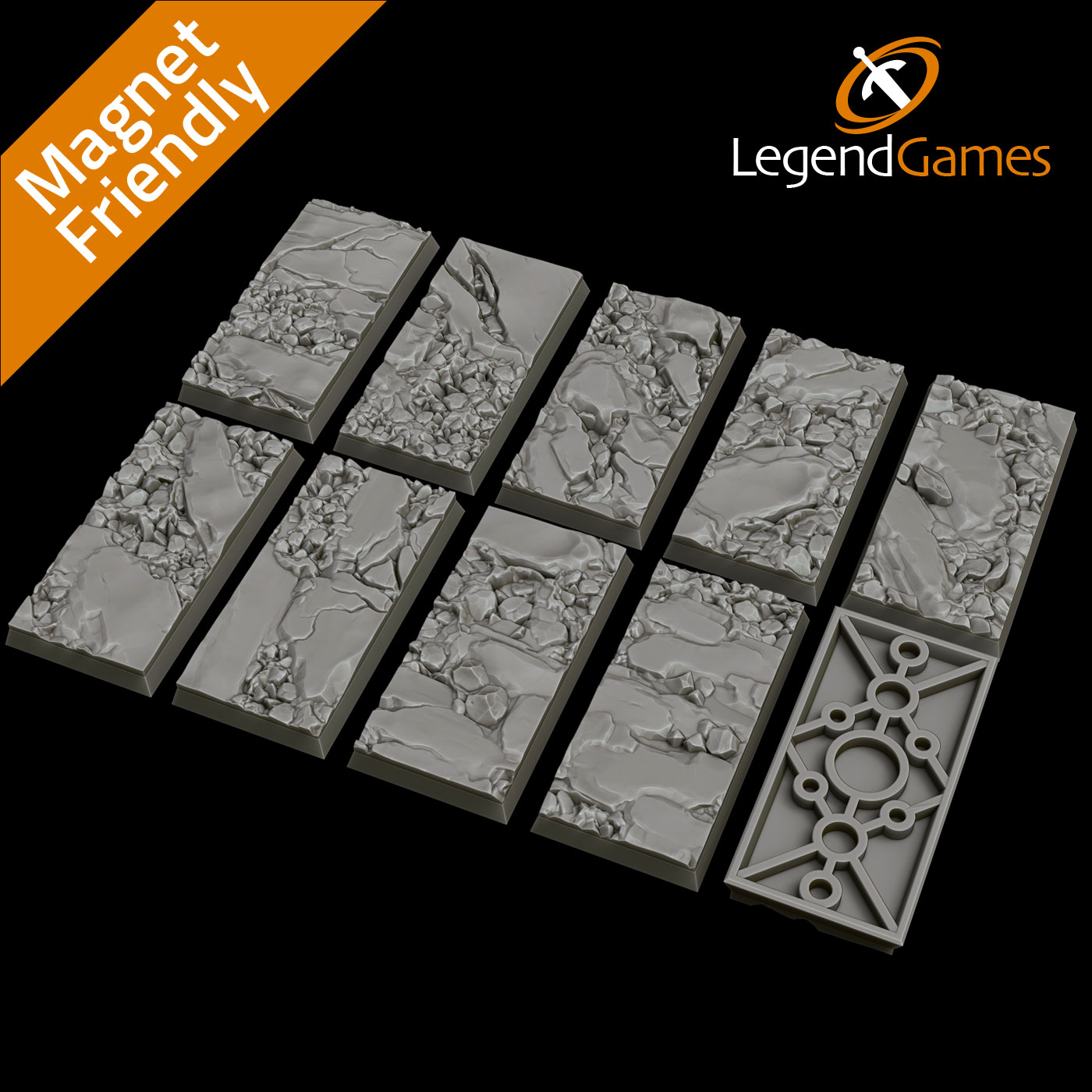 LegendGames 30x60mm Rectangular Natural Stone Bases