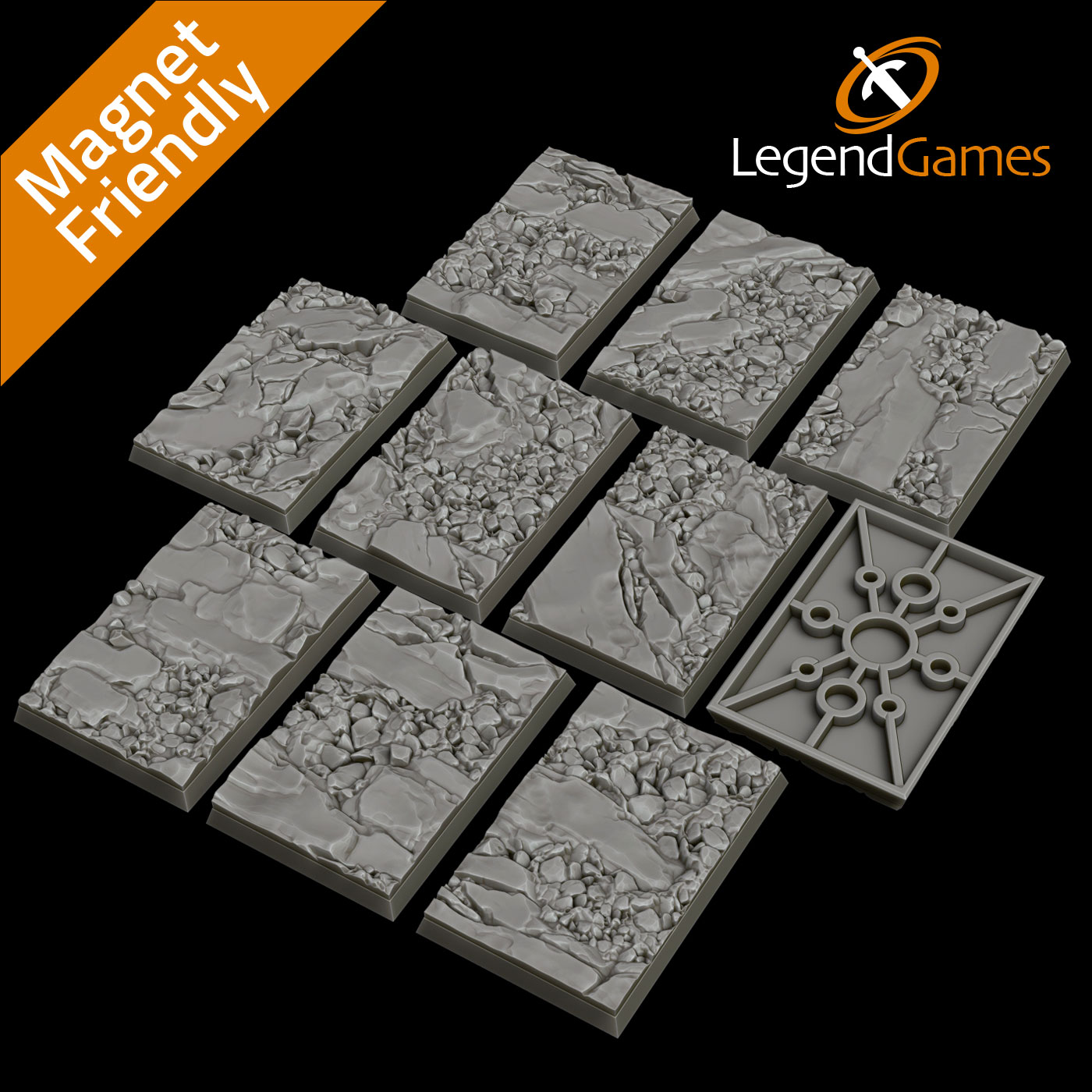 LegendGames 40x60mm Rectangular Natural Stone Bases