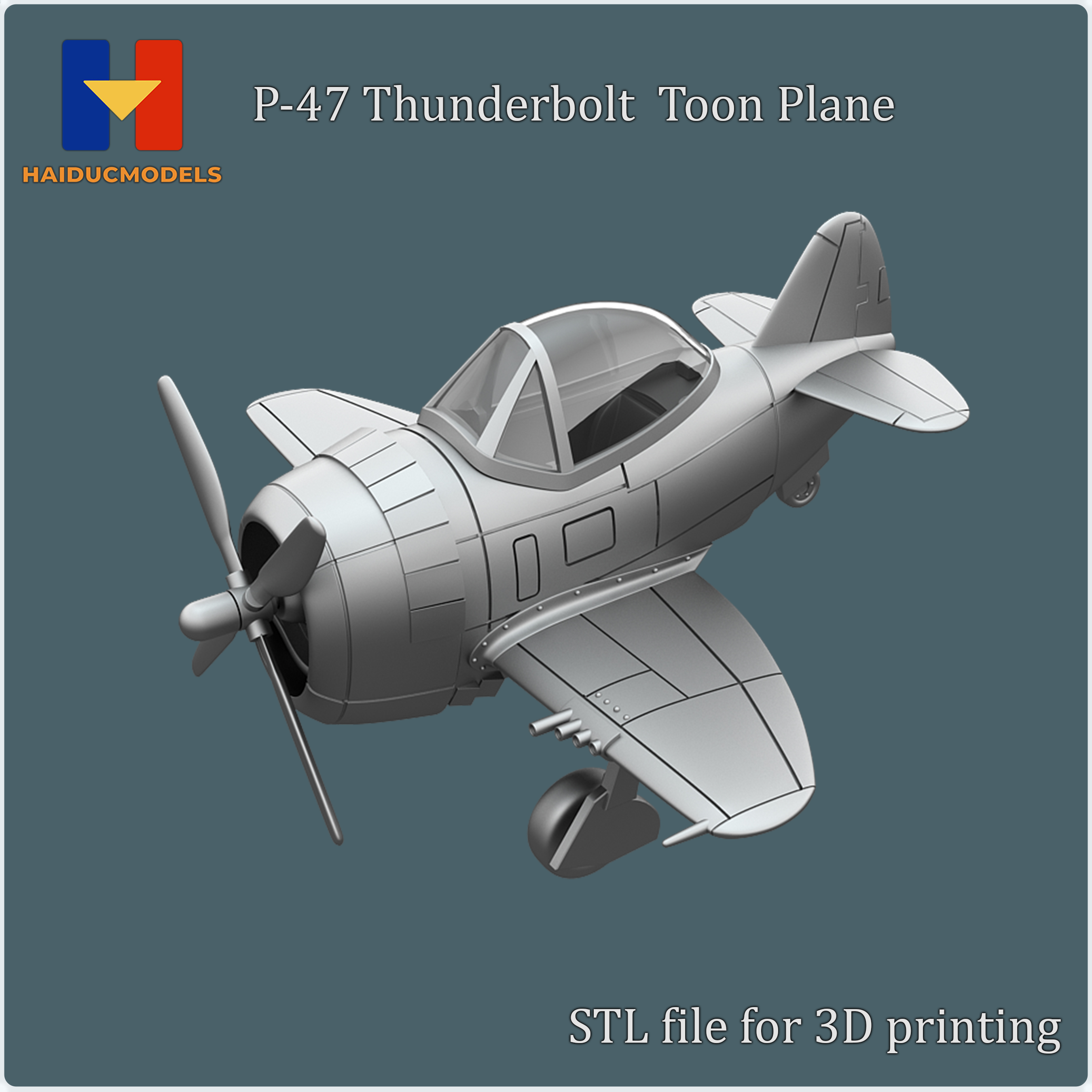 P-47 Thunderbolt Egg Plane 3D print model STL