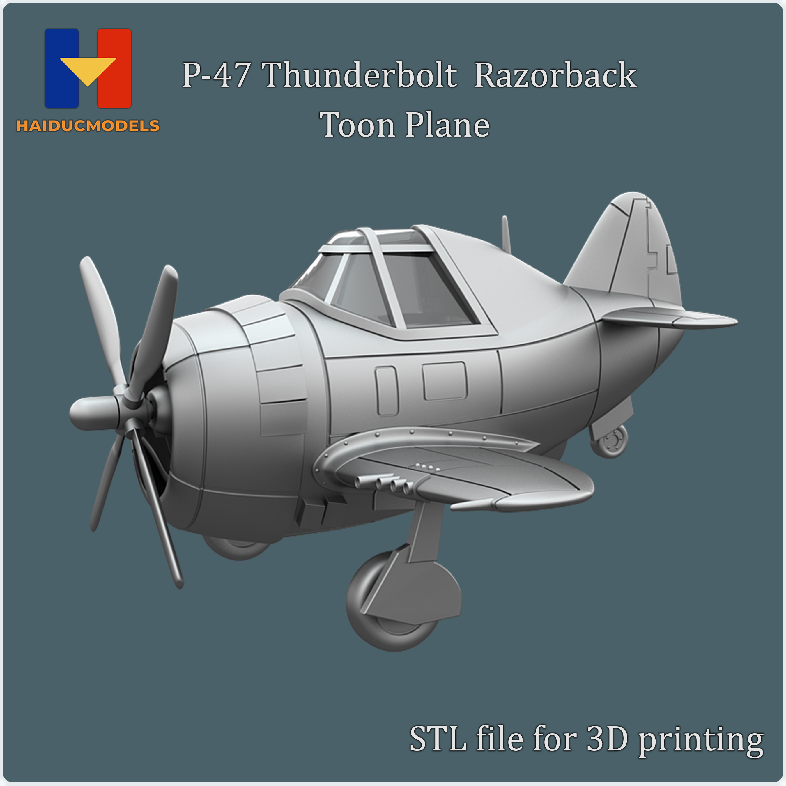 P-47 Thunderbolt Razorback 3D Printable Egg Plane