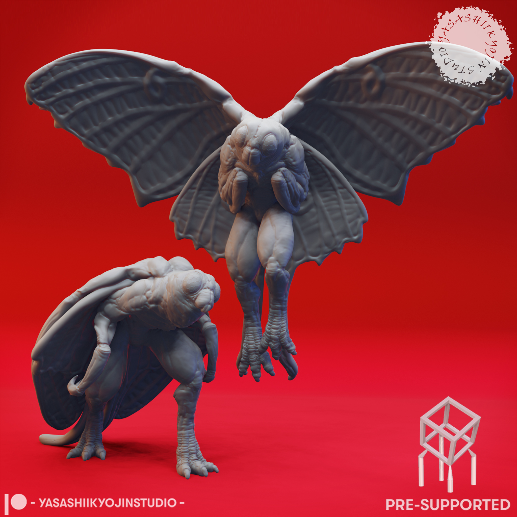 Mothman Pair - Tabletop Miniatures (Pre-Supported)