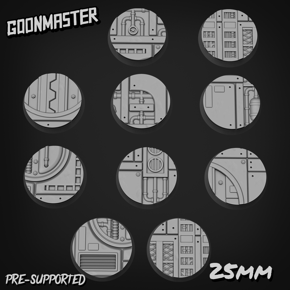 Industrial Sci Fi Floor Bases/Toppers 25mm Round x 10