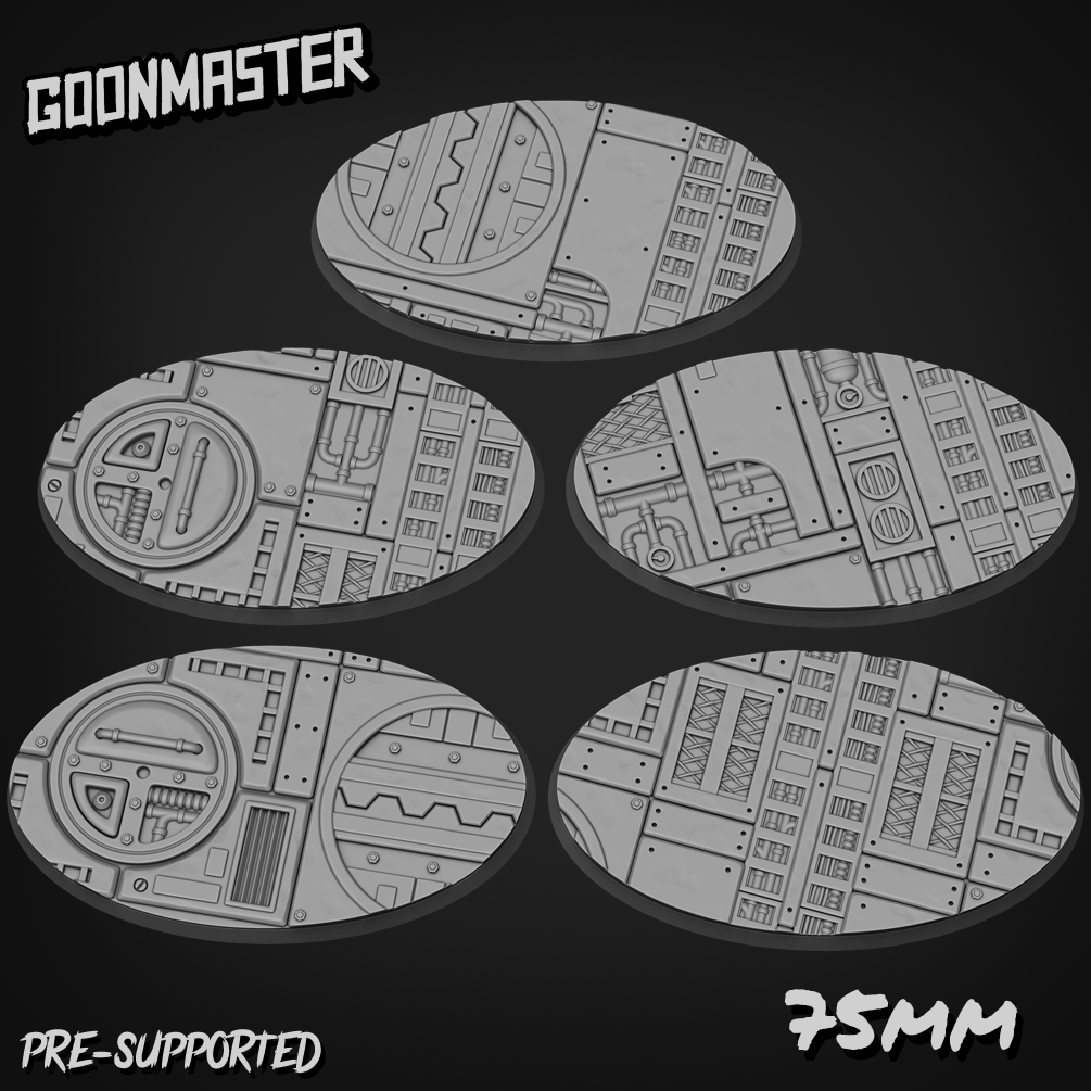 Industrial Sci Fi Floor Bases/Toppers 75mm x 42mm Oval x 5