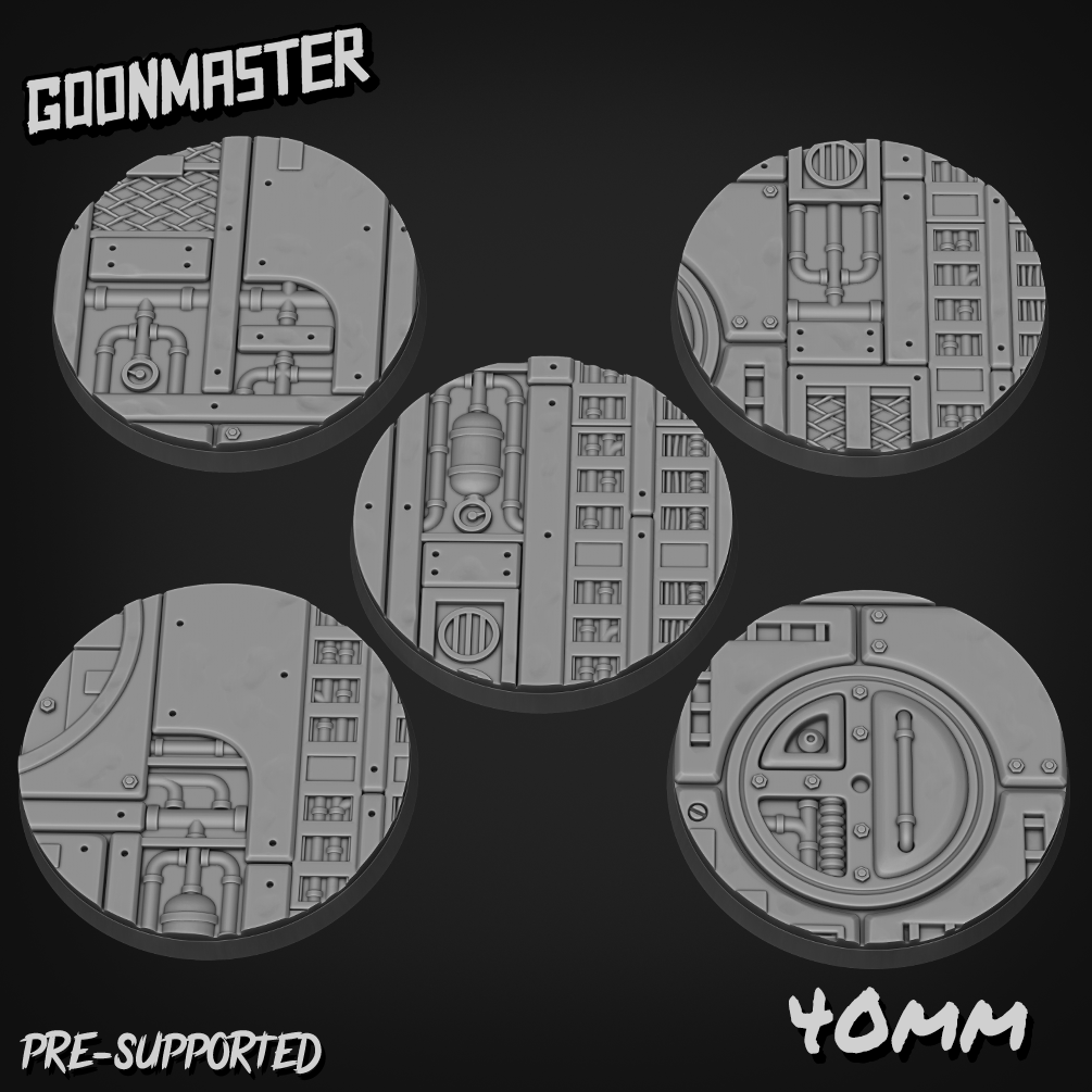Industrial Sci Fi Floor Bases/Toppers 40mm Round x 5