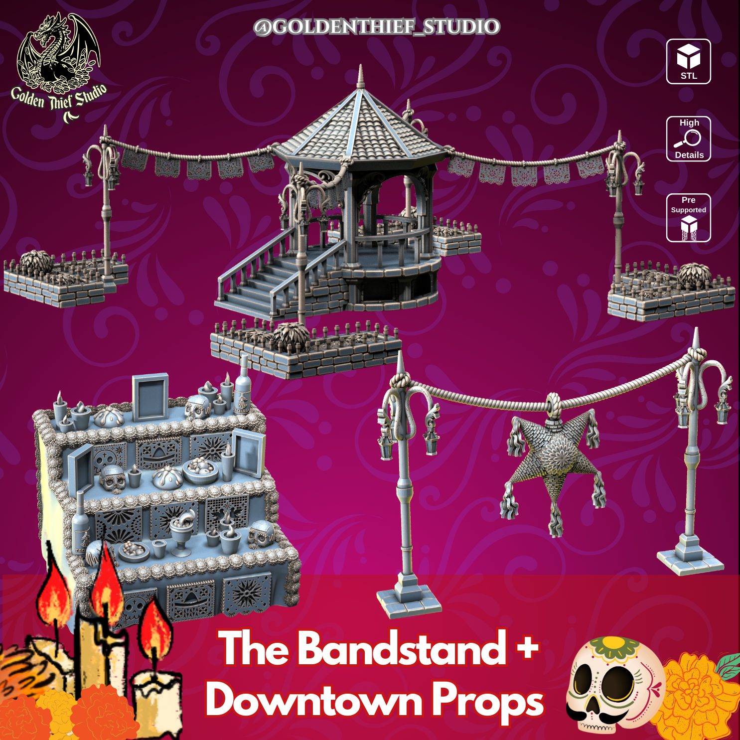 The Bandstand + Downtown Props I Dia de Muertos Props / Diablo's Lottery