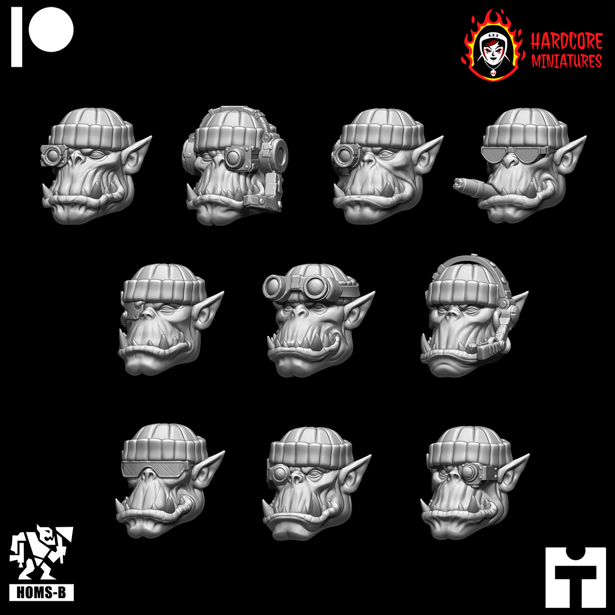 Kommando Orcs Retro Heads in Hats