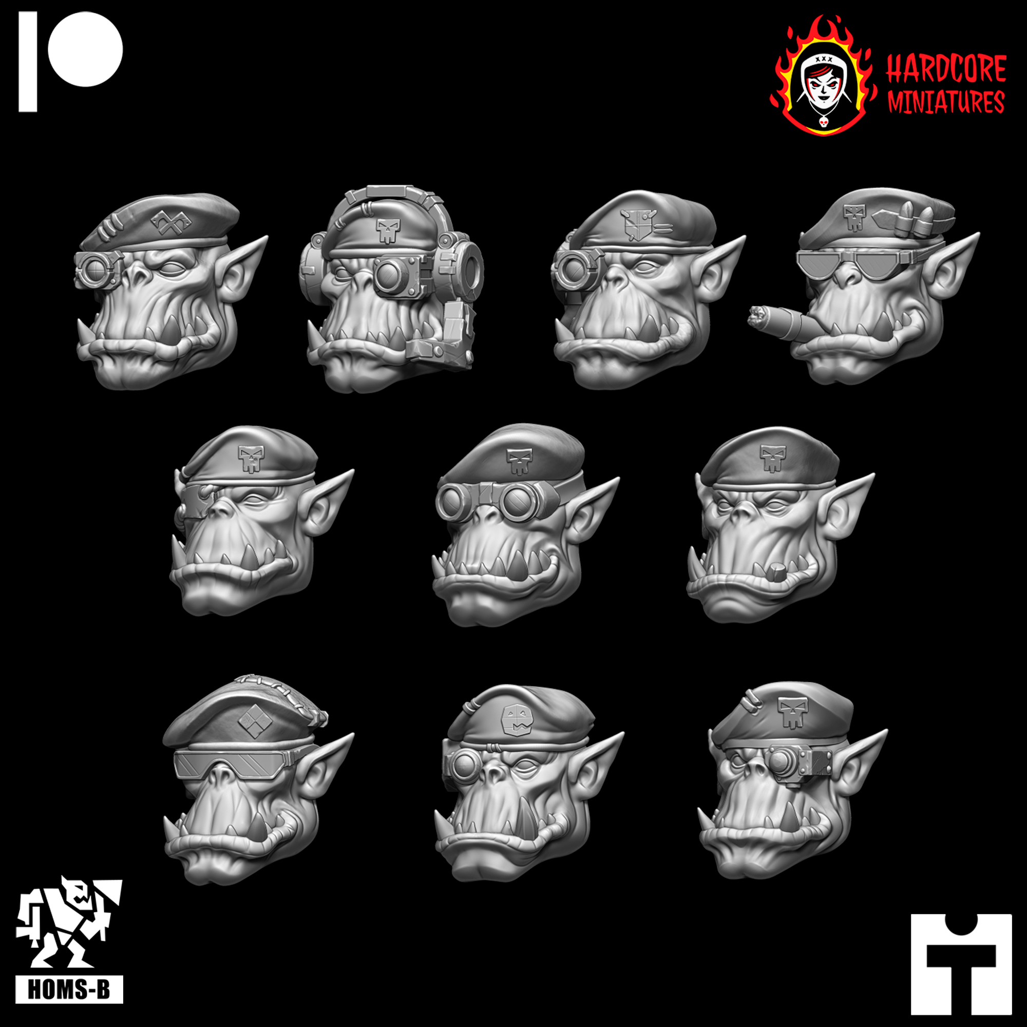 Kommando Orcs Retro Heads in Berets