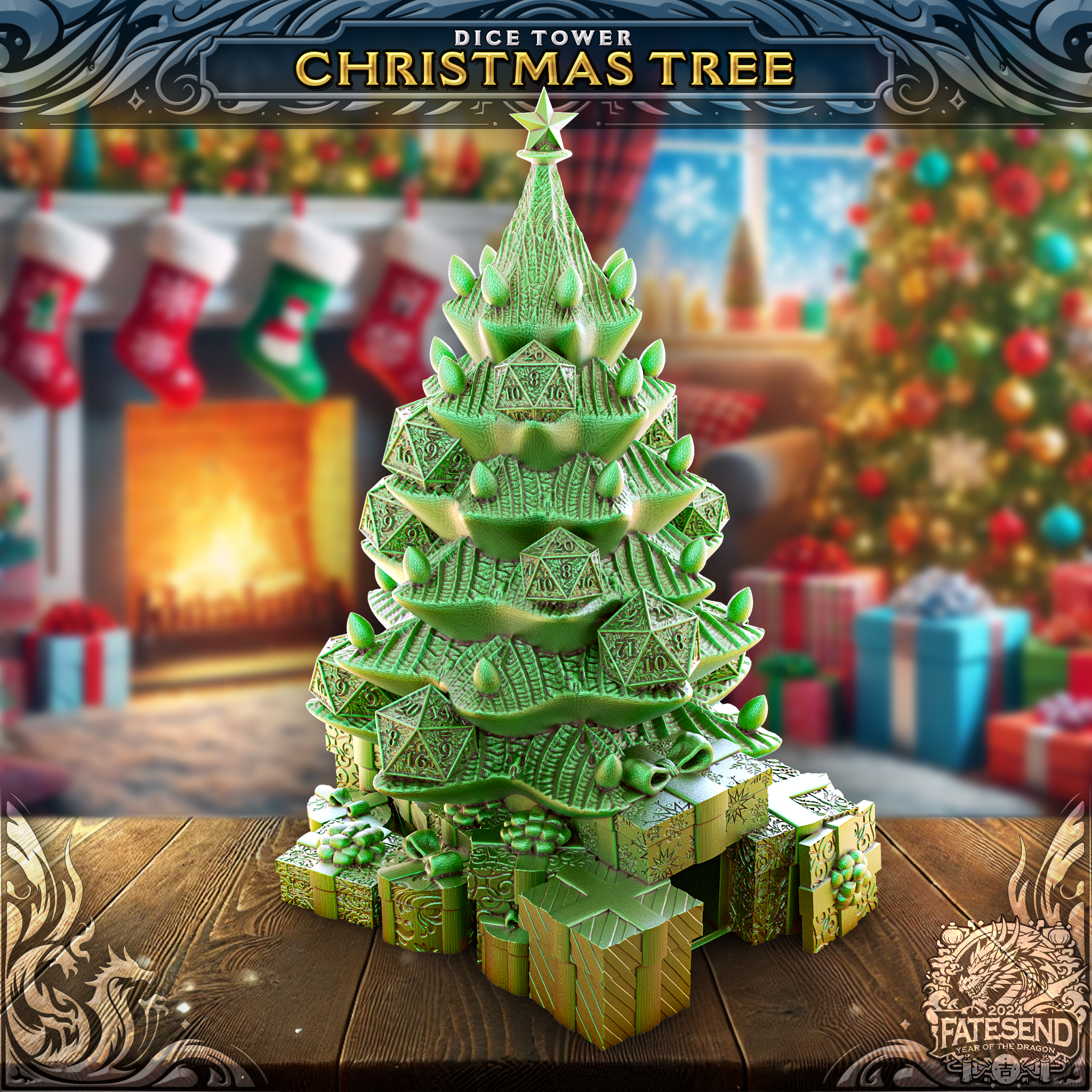 Christmas Tree Dice Tower - SUPPORT FREE!