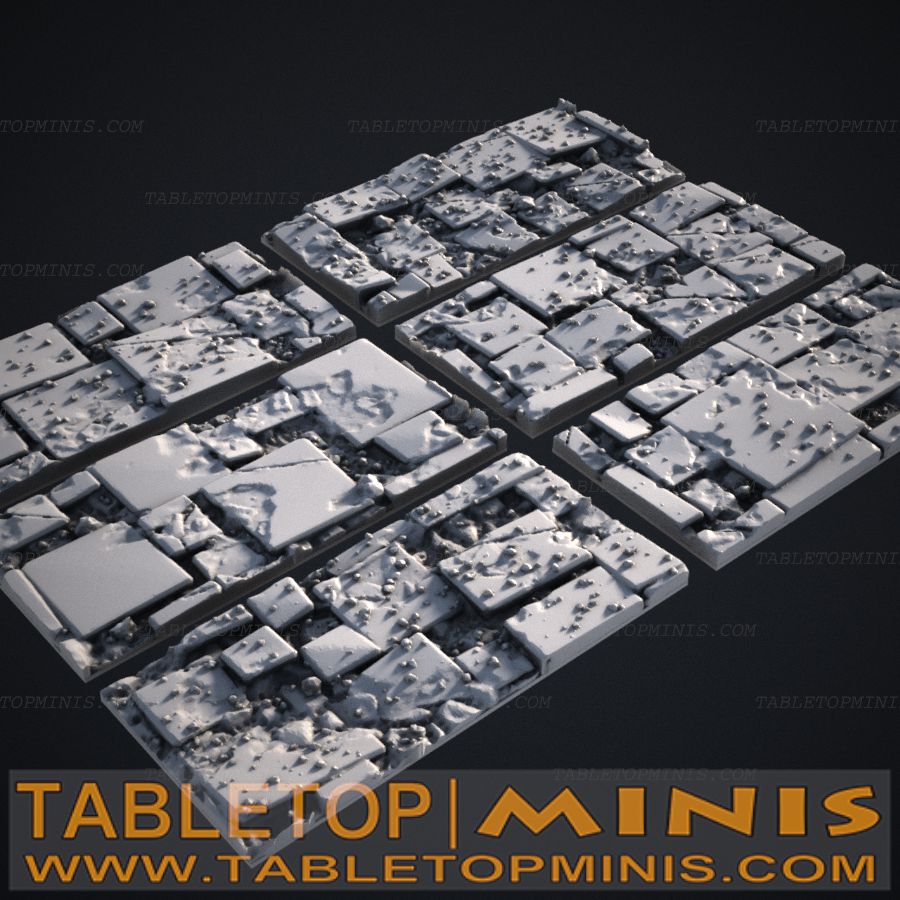 Broken Tile 25mmx50mm Rectangular Base Toppers