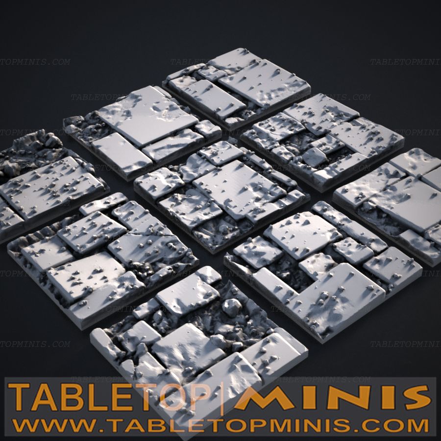 Broken Tile 25mmx25mm Square Base Toppers