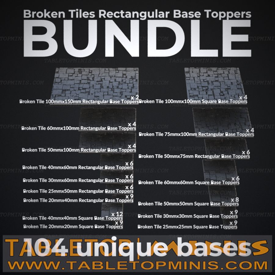 Broken Tiles Rectangular Base Toppers Bundle