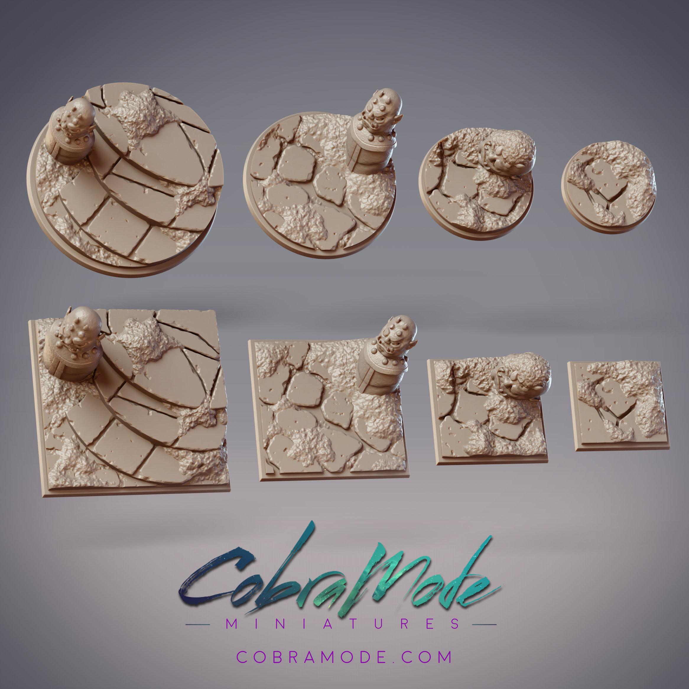 Oni Statue Base Pack (8pcs) - Round and Square Versions